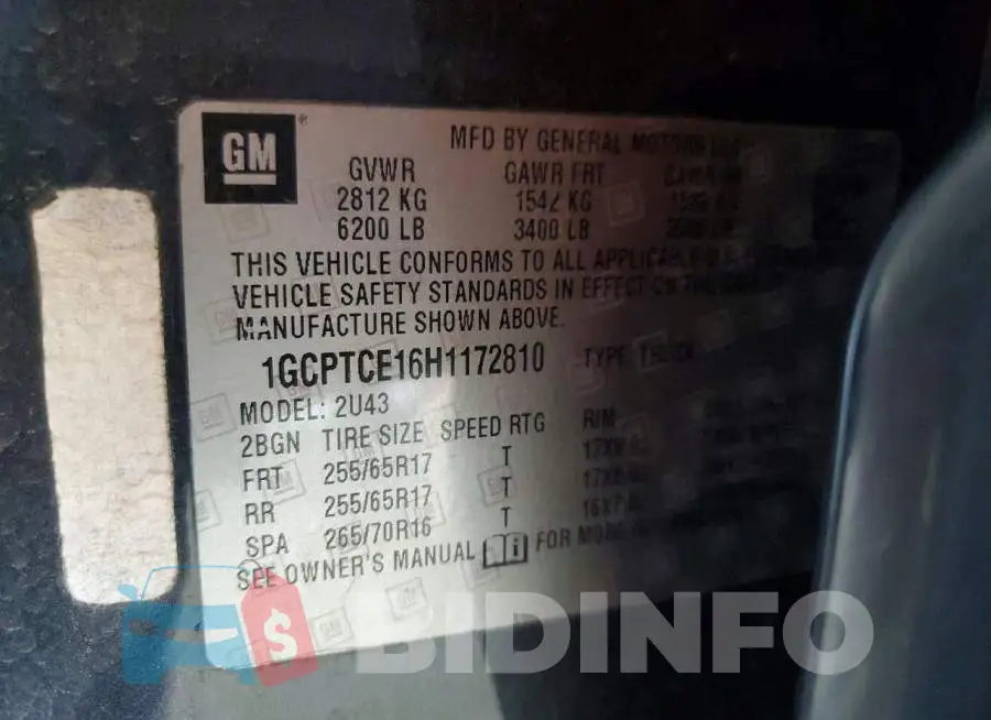 1GCPTCE16H1172810 Photo# 12