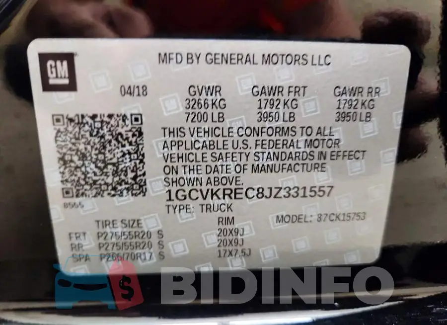 1GCVKREC8JZ331557 Photo# 12