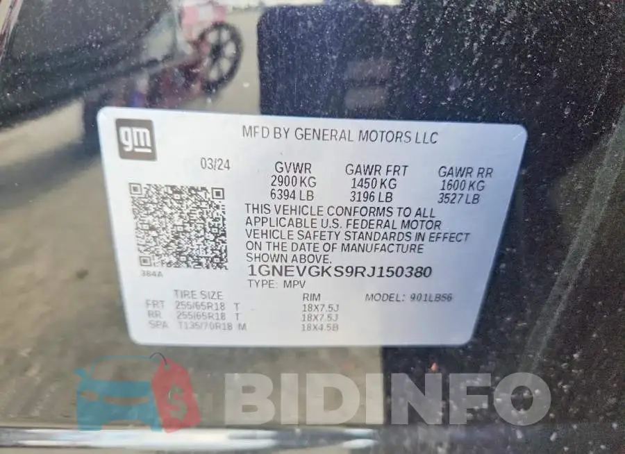 1GNEVGKS9RJ150380 Photo# 13