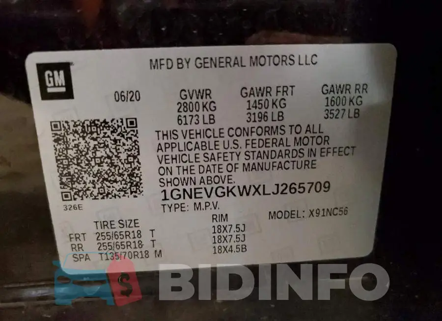 1GNEVGKWXLJ265709 Photo# 13