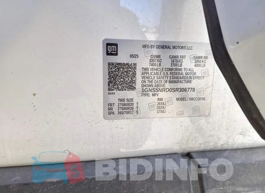 1GNS5NRD0SR306778 Photo# 14