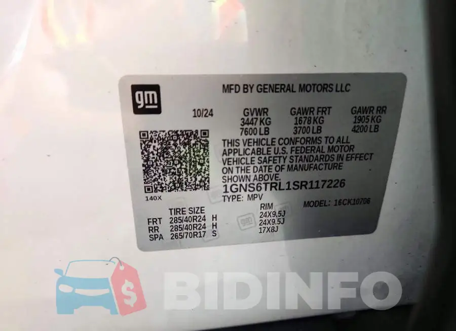 1GNS6TRL1SR117226 Photo# 14
