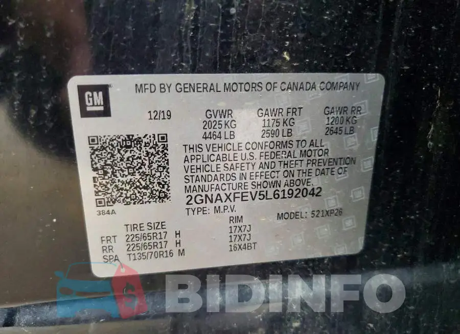 2GNAXFEV5L6192042 Photo# 13