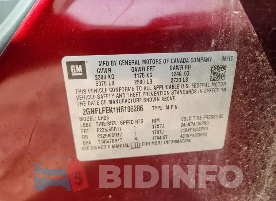 2GNFLFEK1H6106286 Photo# 12