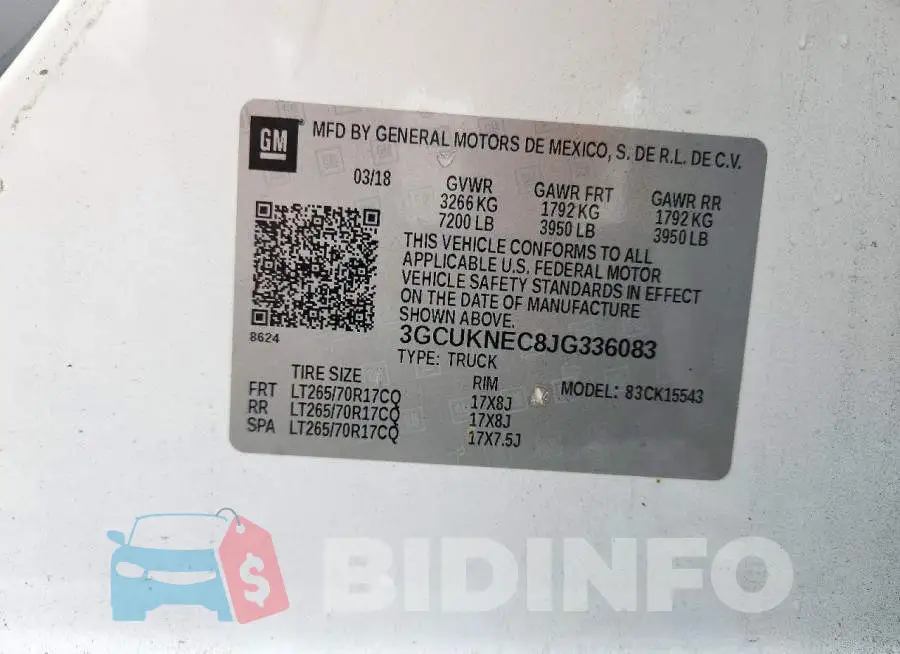 3GCUKNEC8JG336083 Photo# 12