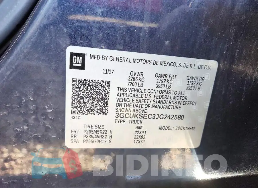 3GCUKSEC3JG242580 Photo# 12