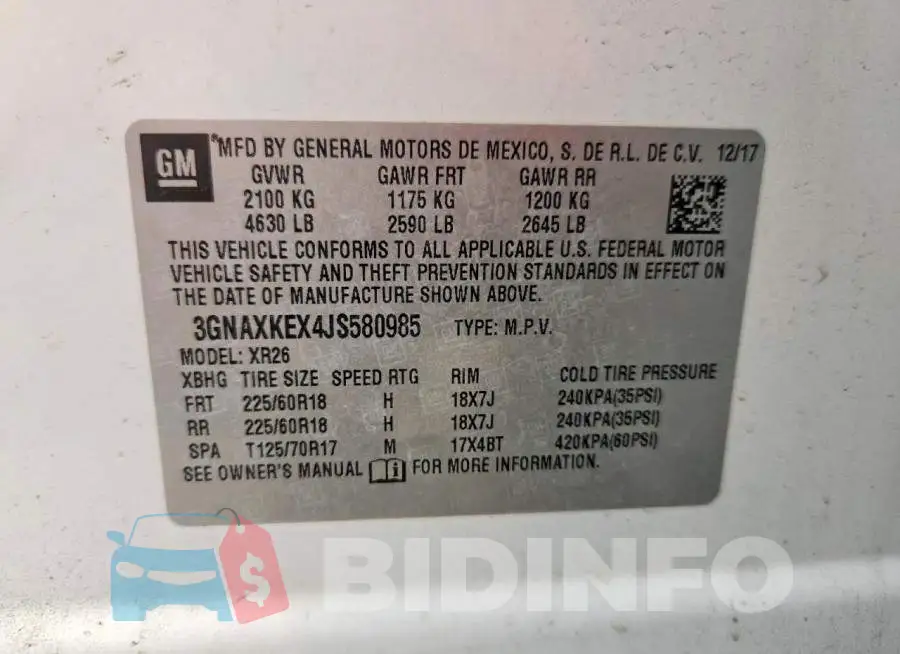 3GNAXKEX4JS580985 Photo# 14