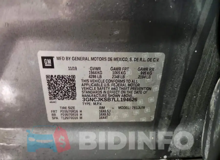 3GNCJKSB7LL194626 Photo# 13