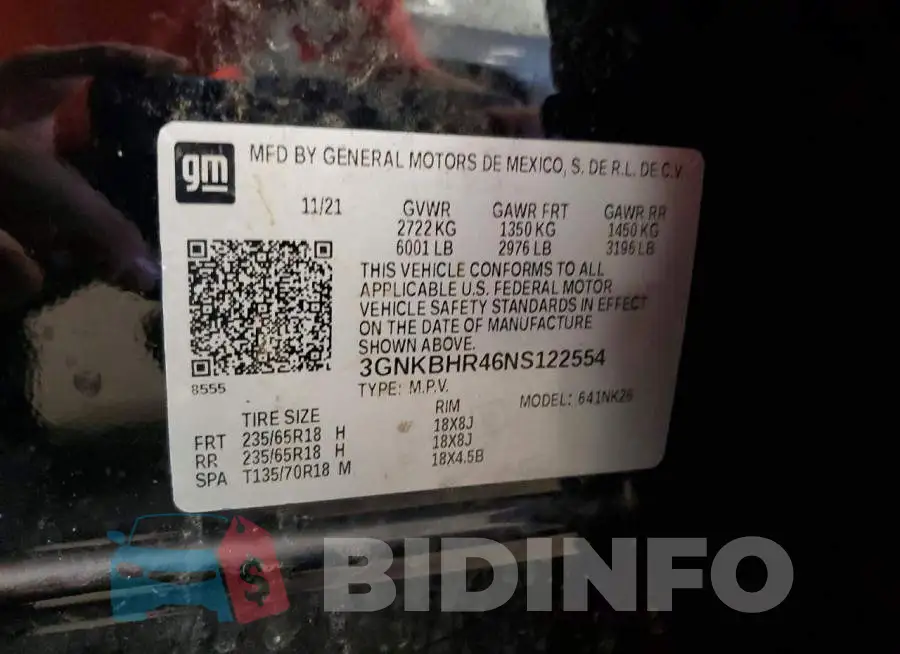 3GNKBHR46NS122554 Photo# 13