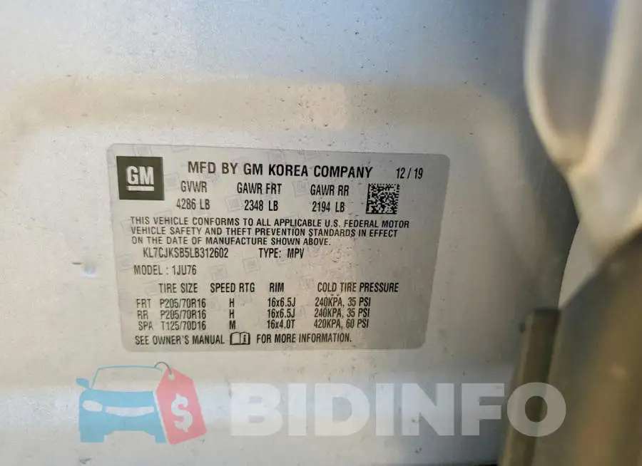 KL7CJKSB5LB312602 Photo# 12