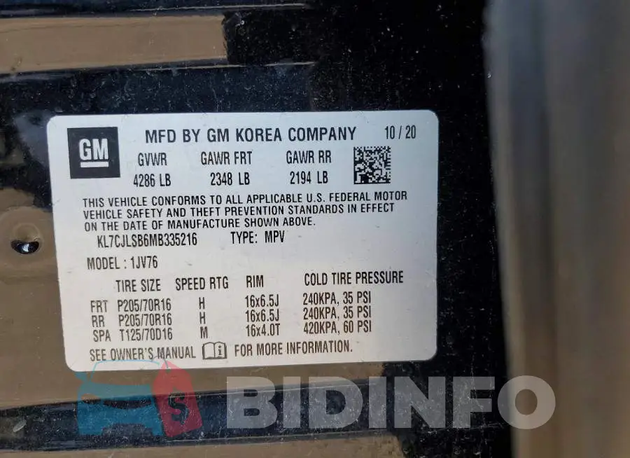 KL7CJLSB6MB335216 Photo# 13