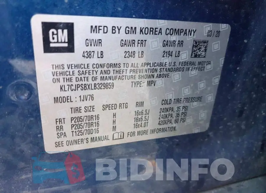 KL7CJPSBXLB329859 Photo# 13