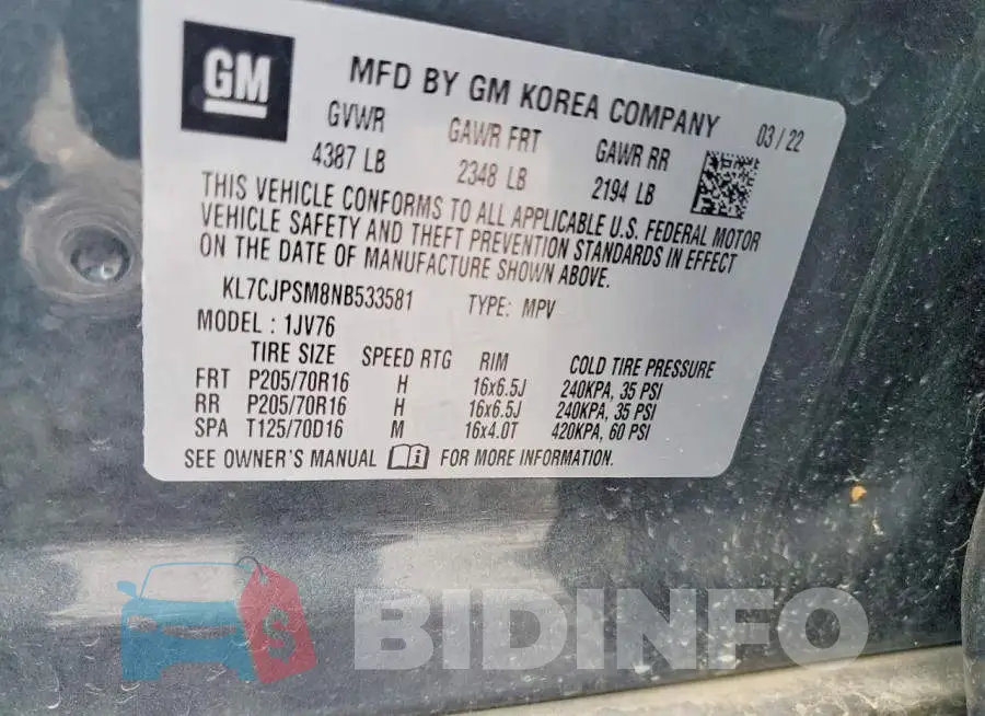 KL7CJPSM8NB533581 Photo# 13