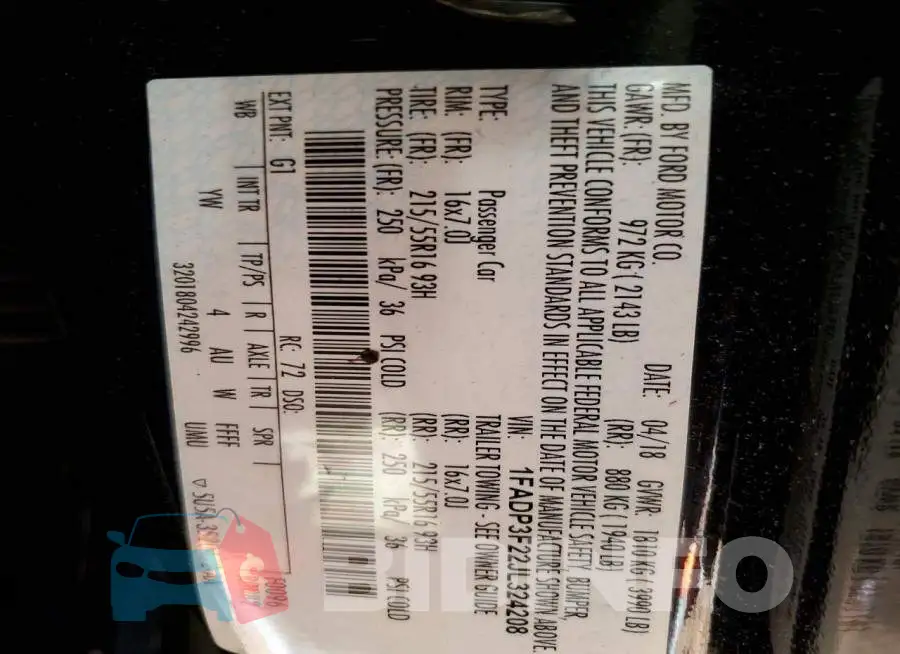 1FADP3F22JL324208 Photo# 12