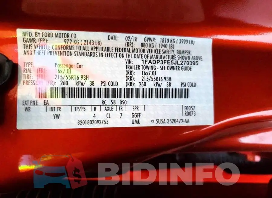 1FADP3FE5JL270395 Photo# 12