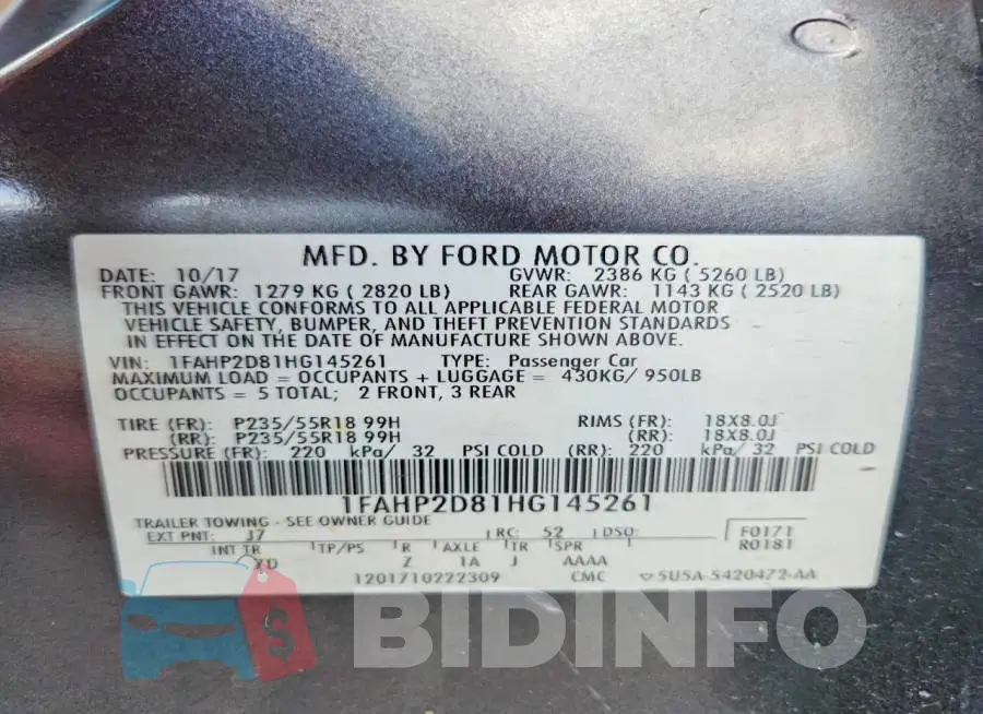 1FAHP2D81HG145261 Photo# 12