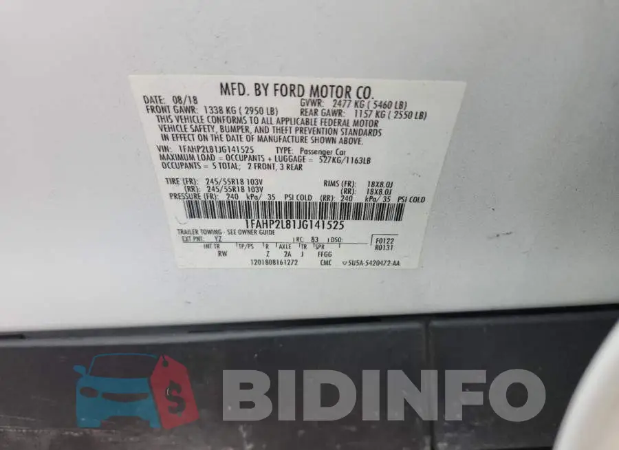 1FAHP2L81JG141525 Photo# 12