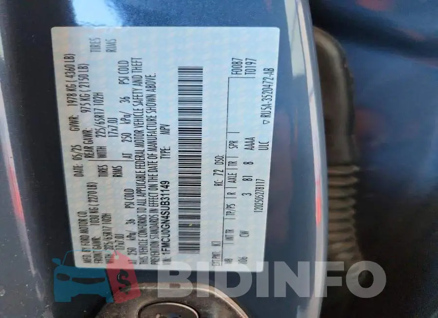 1FMCU0GN4SUB31149 Photo# 14