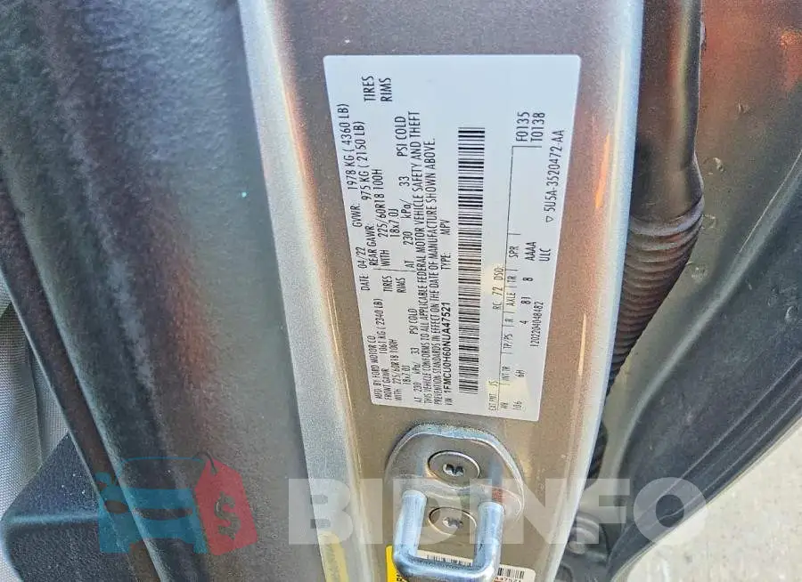 1FMCU0H60NUA47521 Photo# 13