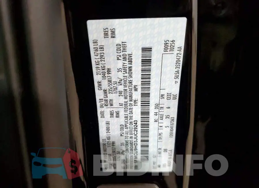 1FMCU9HD3JUC29243 Photo# 13