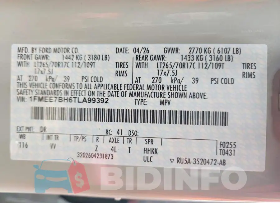 1FMEE7BH6TLA99392 Photo# 13