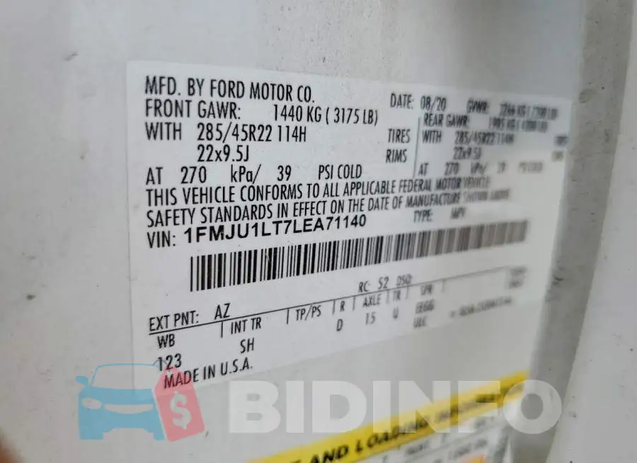 1FMJU1LT7LEA71140 Photo# 12