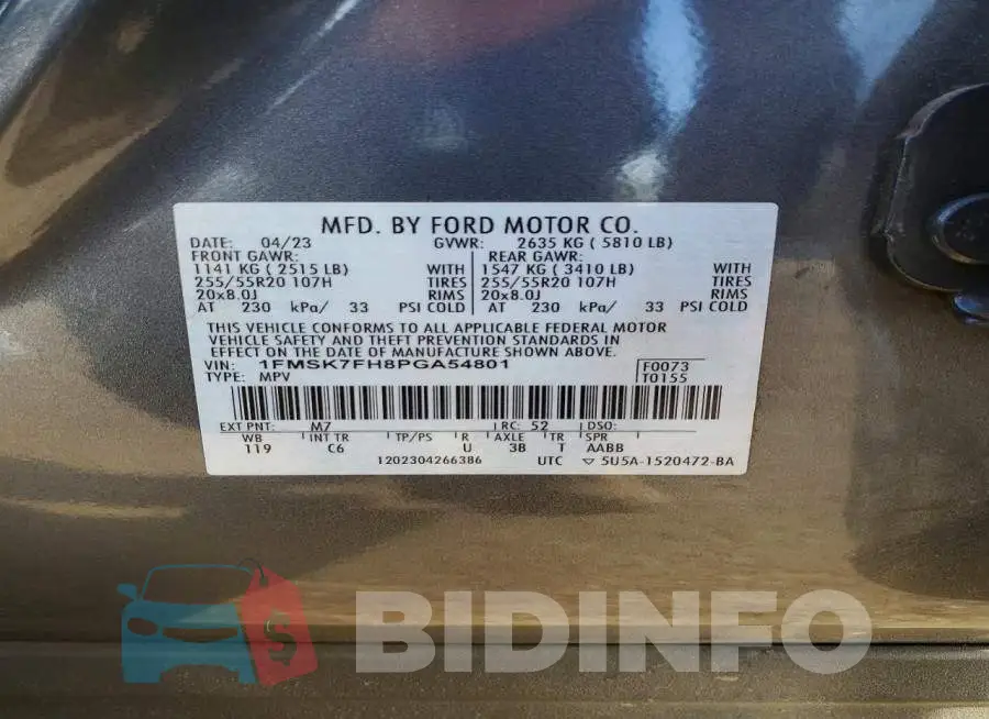 1FMSK7FH8PGA54801 Photo# 14