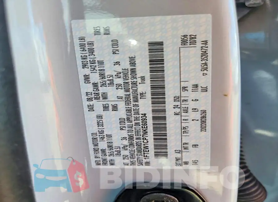 1FTEW1CP7NKE60934 Photo# 13