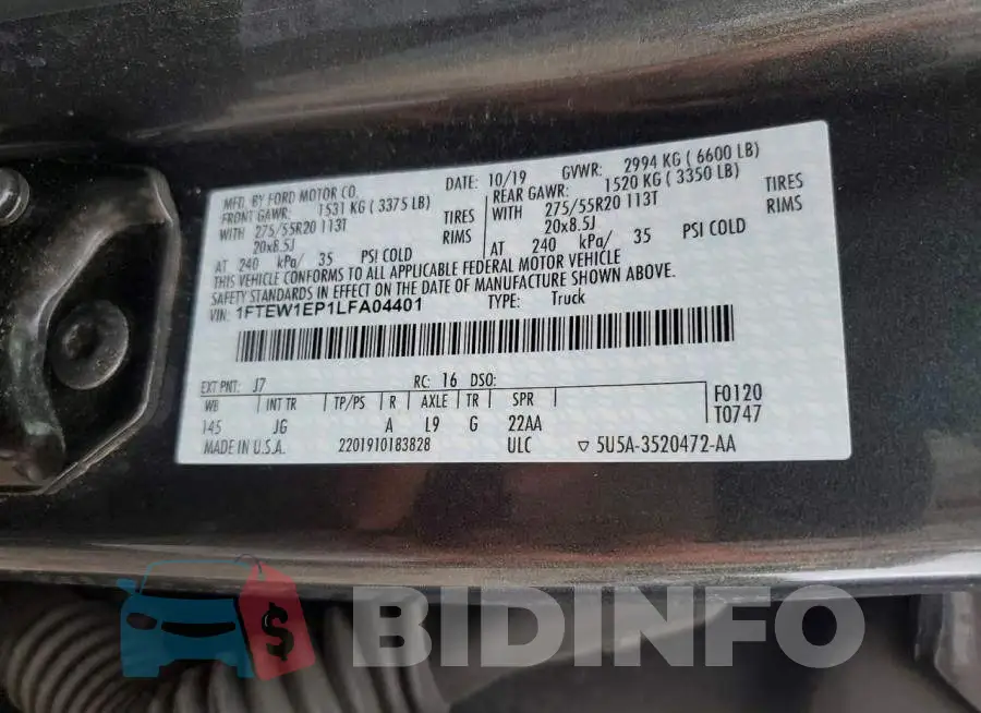 1FTEW1EP1LFA04401 Photo# 12