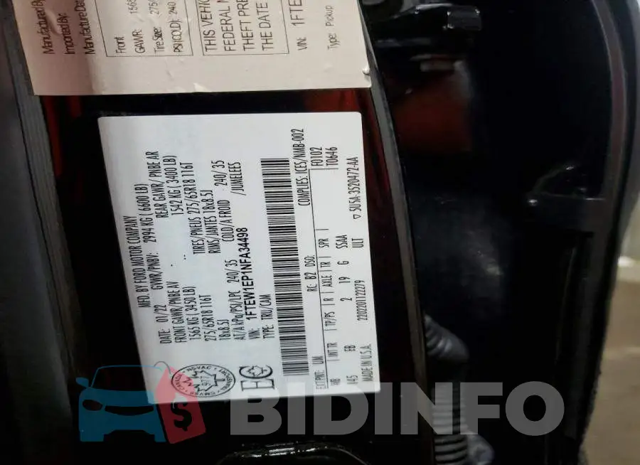 1FTEW1EP1NFA34498 Photo# 13