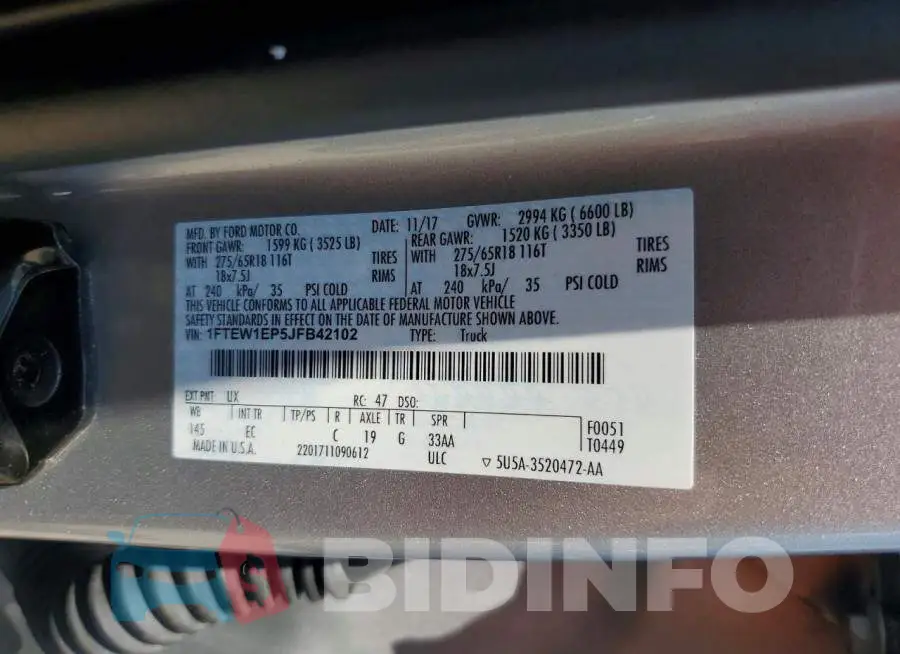 1FTEW1EP5JFB42102 Photo# 12