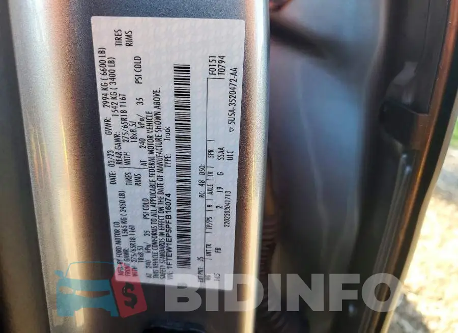 1FTEW1EP5PFB16074 Photo# 12