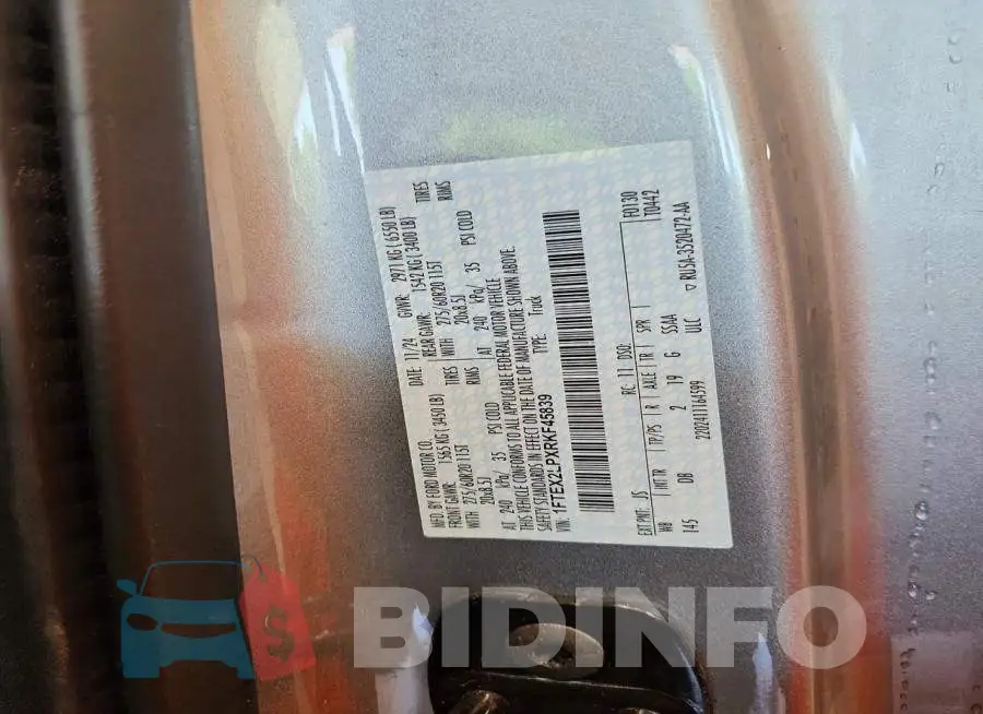 1FTEX2LPXRKF45839 Photo# 12