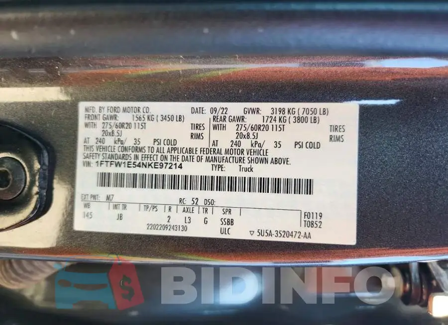 1FTFW1E54NKE97214 Photo# 12