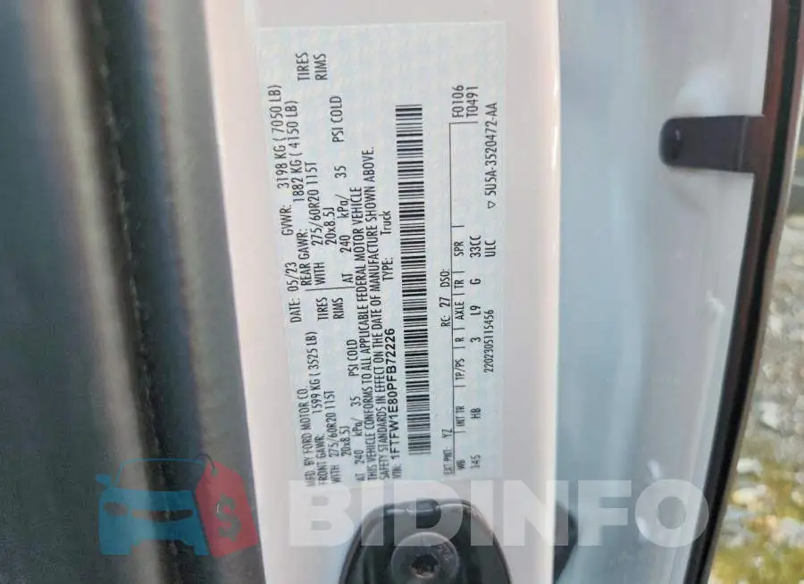 1FTFW1E80PFB72226 Photo# 12