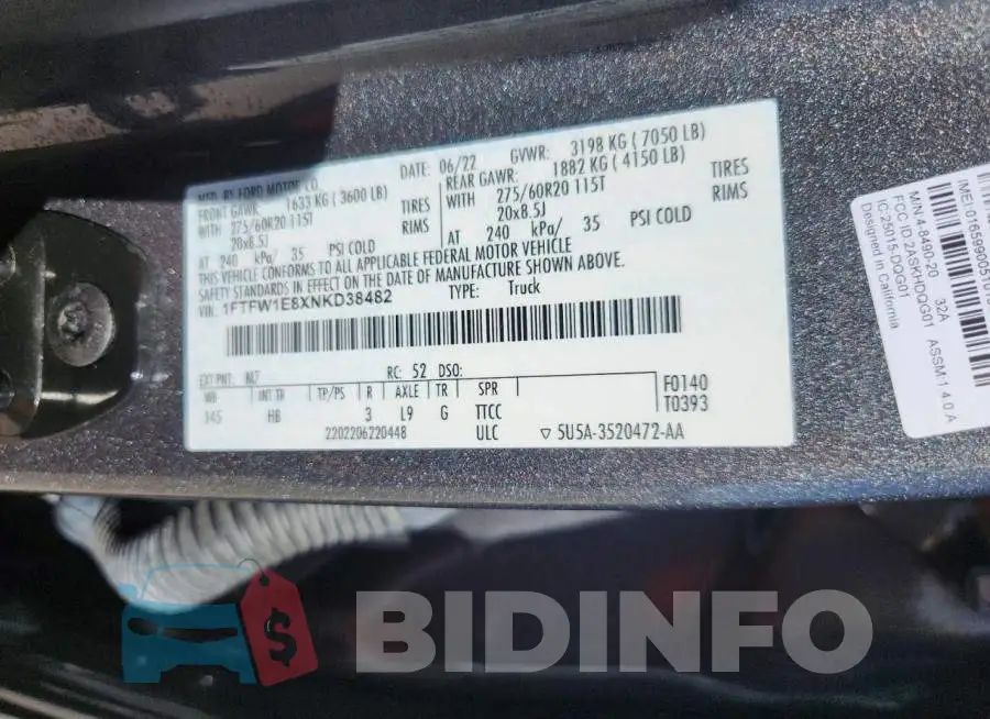 1FTFW1E8XNKD38482 Photo# 12