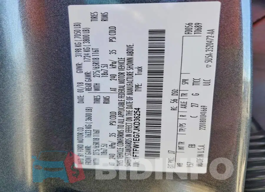 1FTFW1EG7JKD36254 Photo# 12
