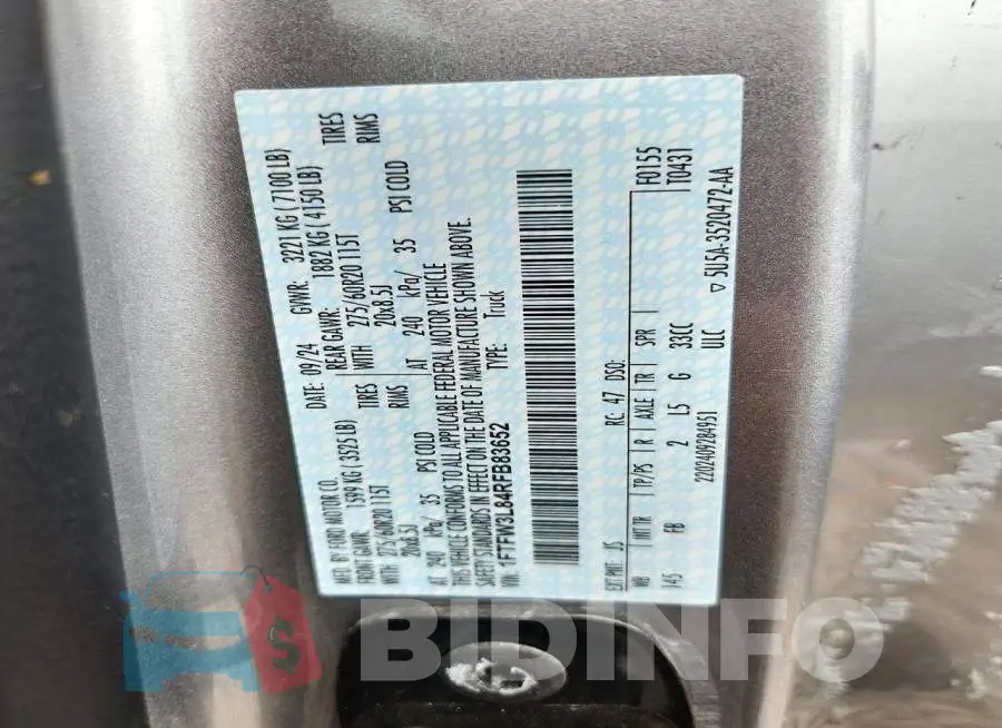 1FTFW3L84RFB83652 Photo# 12