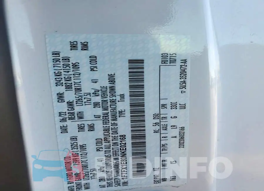1FTFX1E80NKE02168 Photo# 12