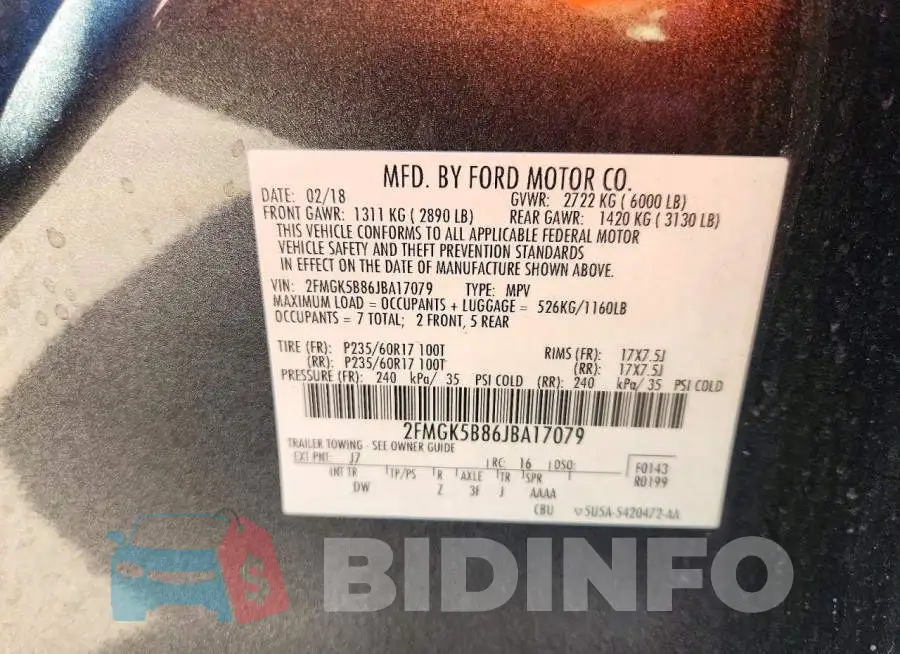 2FMGK5B86JBA17079 Photo# 13