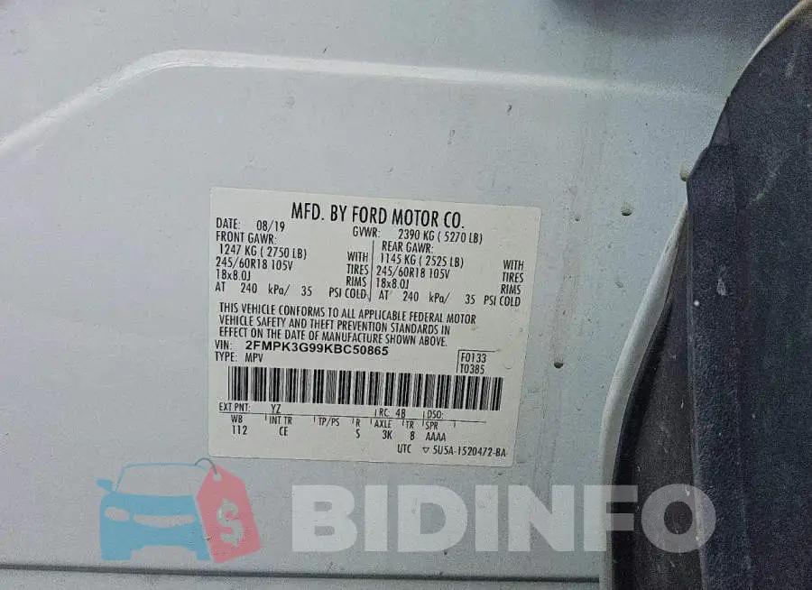2FMPK3G99KBC50865 Photo# 13