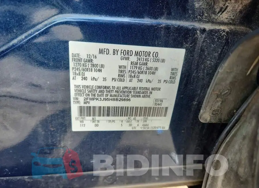 2FMPK3J95HBB29896 Photo# 14