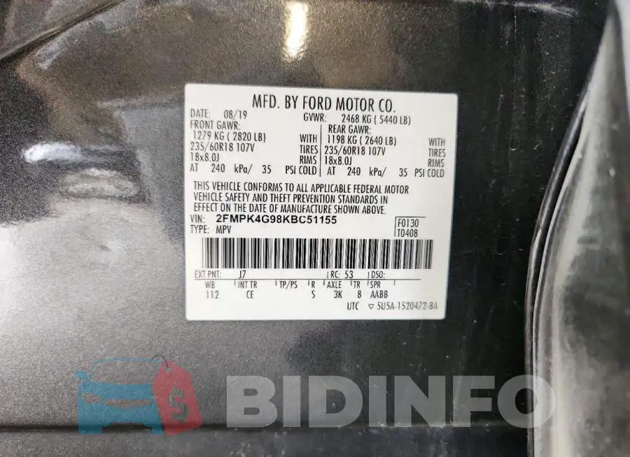 2FMPK4G98KBC51155 Photo# 13