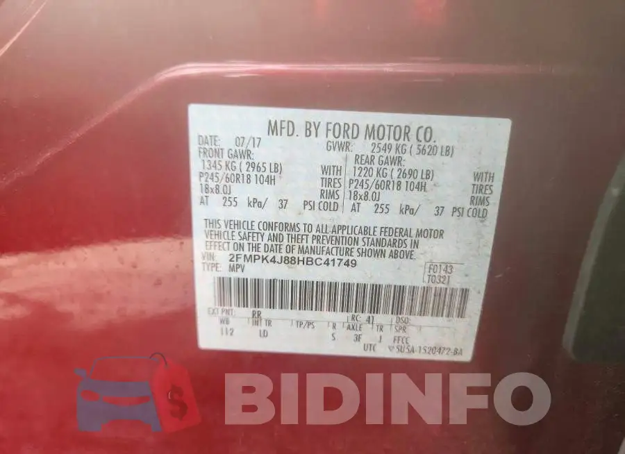 2FMPK4J88HBC41749 Photo# 14