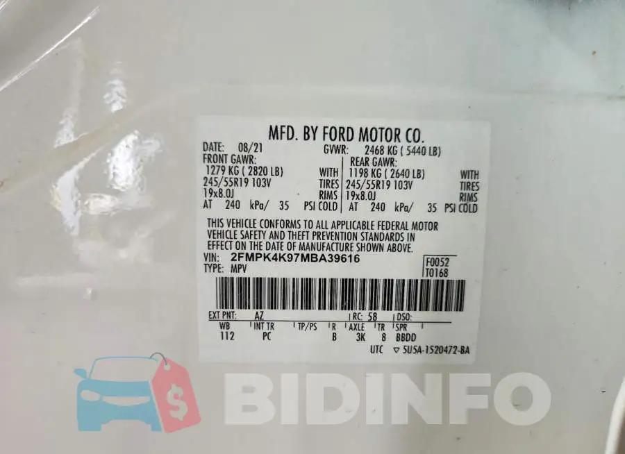 2FMPK4K97MBA39616 Photo# 12