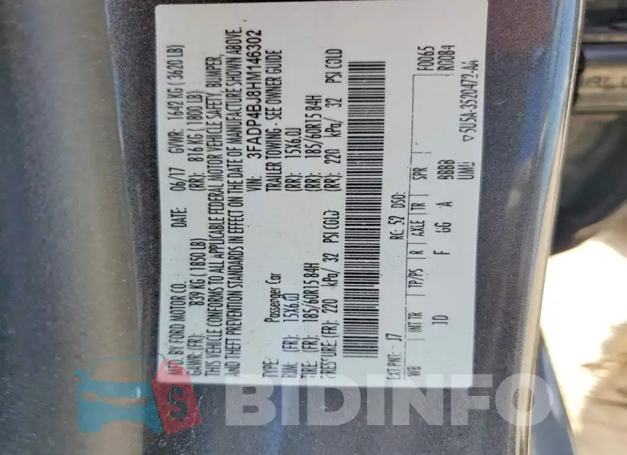 3FADP4BJ8HM146302 Photo# 12