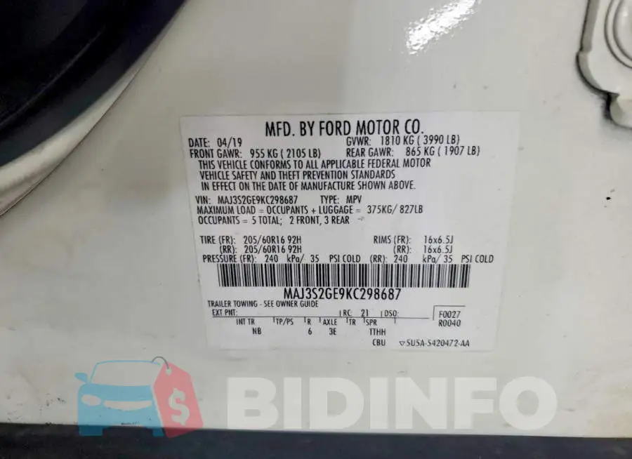 MAJ3S2GE9KC298687 Photo# 13