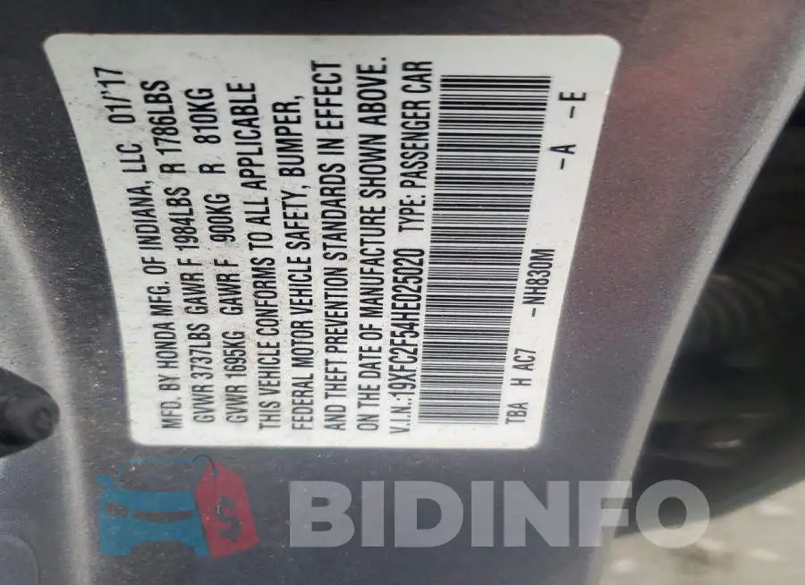 19XFC2F54HE025020 Photo# 12