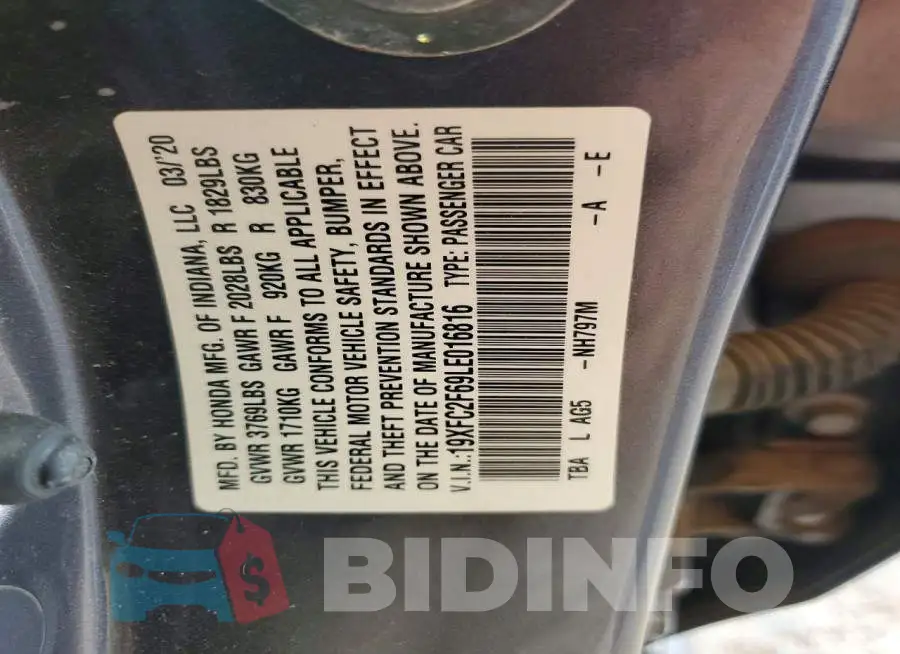19XFC2F69LE016816 Photo# 12