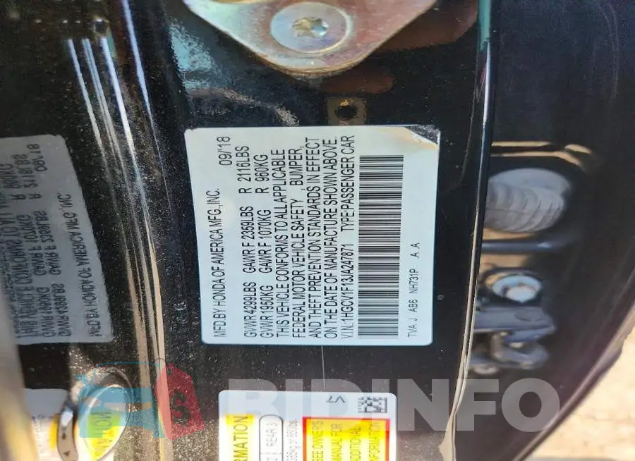 1HGCV1F13JA247871 Photo# 12